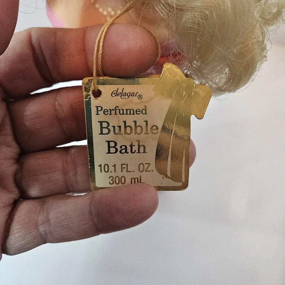VTG Belcam Bubble Bath Soap Bottle Doll Body Pink Dress Blonde Empty Collectable